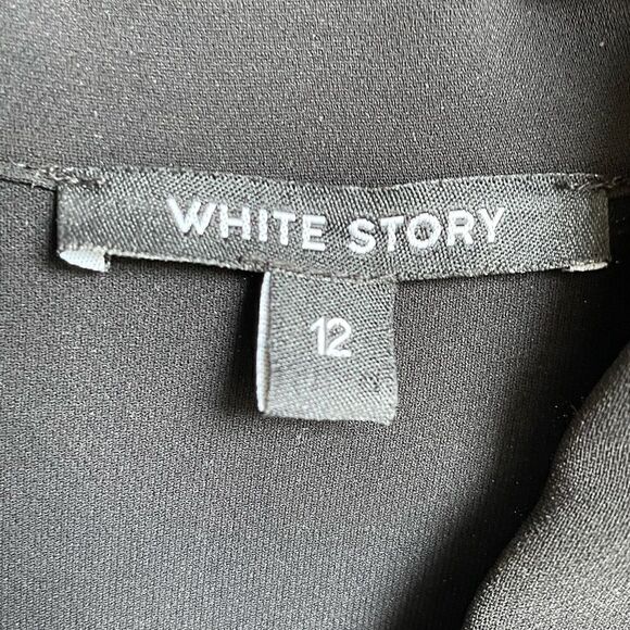 Women’s White Story Button Down Black Minimalist Jumpsuit Romper Sz M - Picture 8 of 10